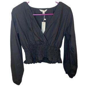 Sim & Sam long sleeve scrunched waist crop v neck